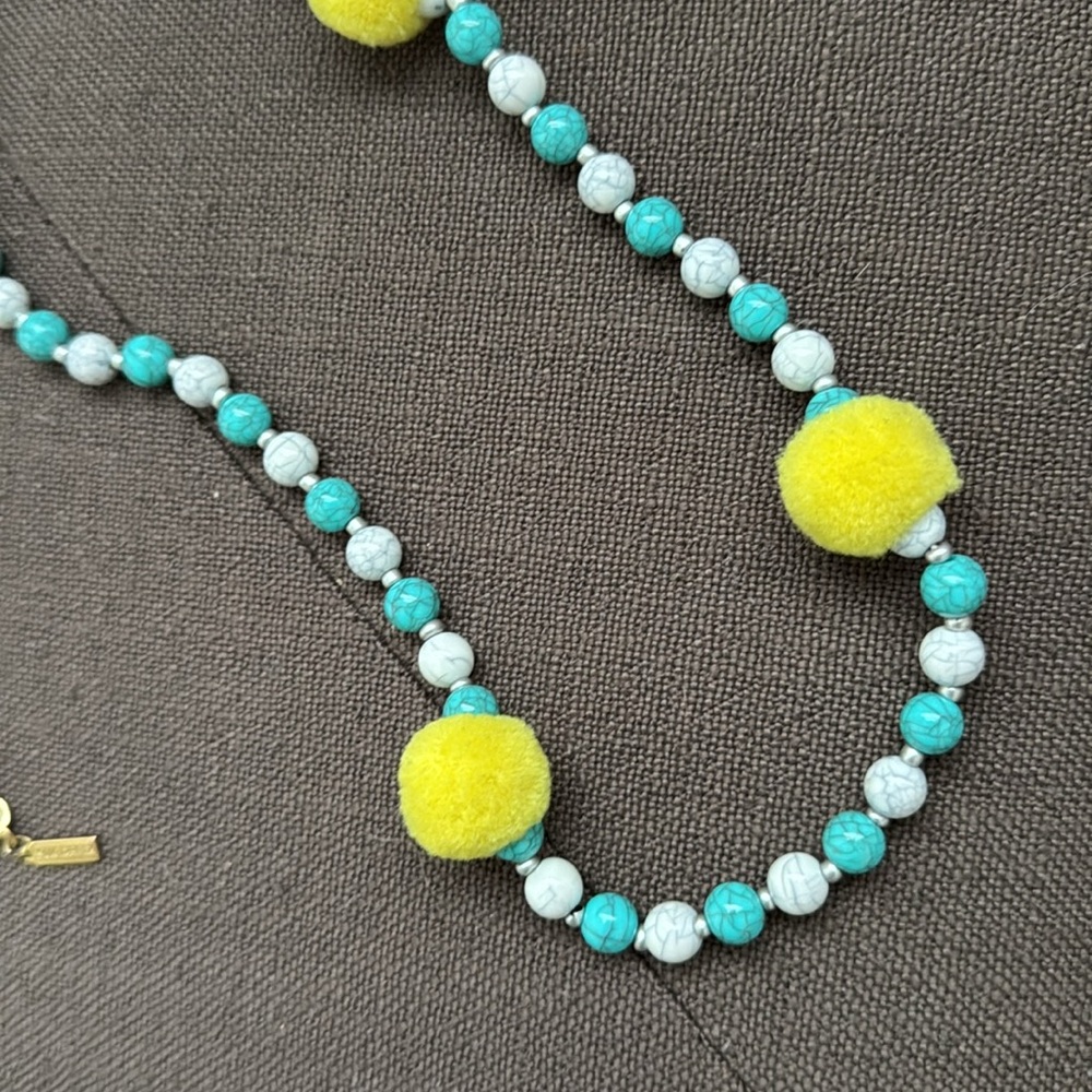 Sugarfix x Baublebar Yellow & Turquoise Pom Pom Beaded Necklace - Picture 2 of 5
